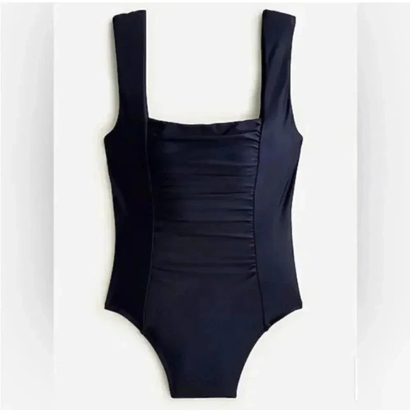 J Crew Plus Size Ruched squareneck one piece Swimsuit in Navy Blue Size 24 NWT - Picture 1 of 7